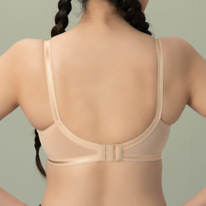 X-Over Trendy, Soft Lace Unpadded Crossover Bra, SKIN