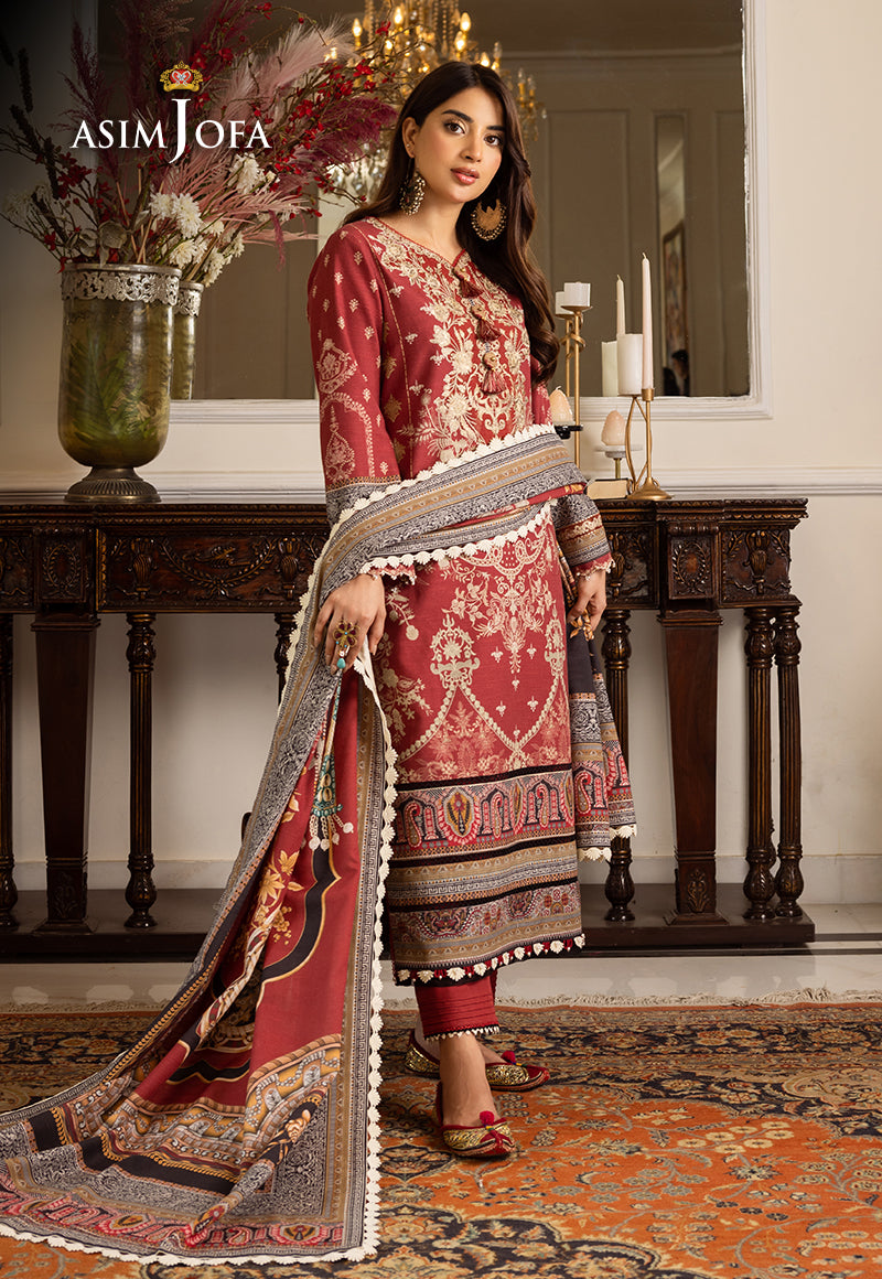 AJIWP-02 EMBROIDERED KHADDAR STITCHED 3 PCS