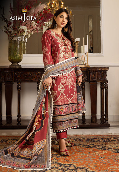 AJIWP-02 EMBROIDERED KHADDAR STITCHED 3 PCS