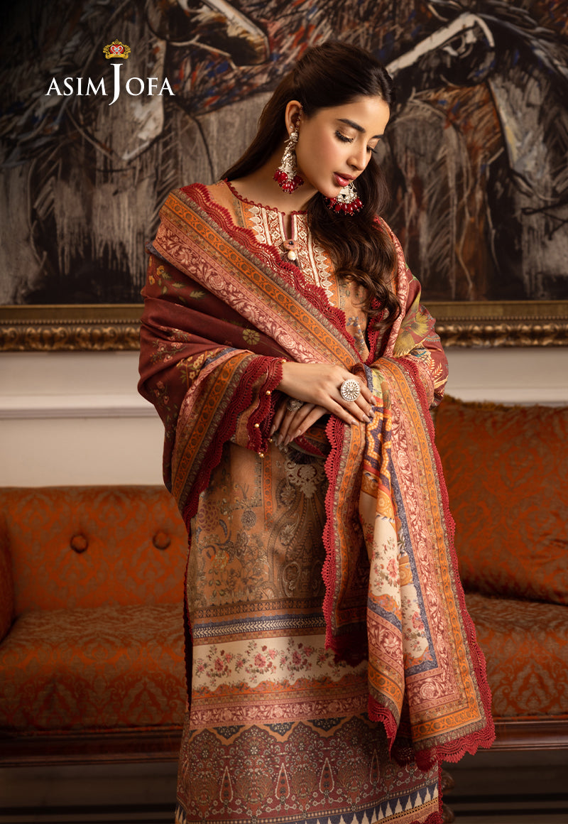 AJIWP-10 EMBROIDERED KARANDI STITCHED 3 PCS