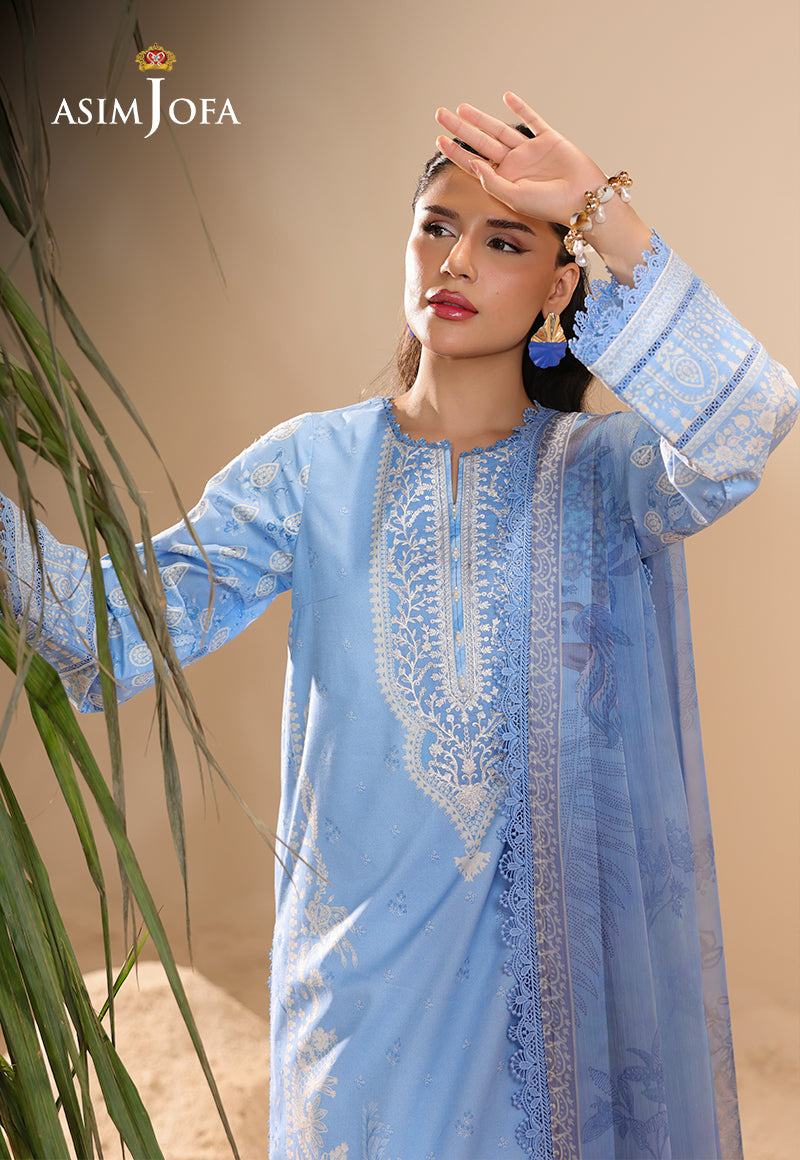 AJUBU-19 Printed Embroidered Lawn 2 Pcs