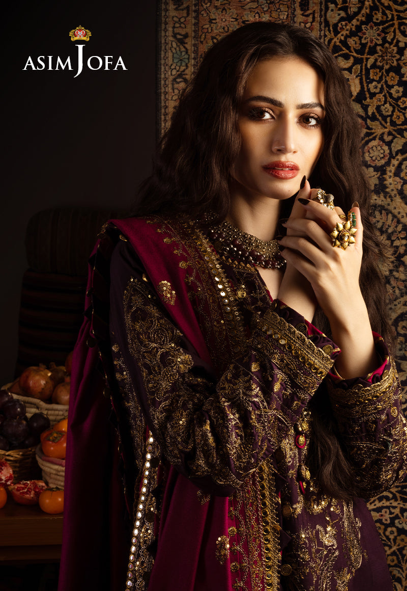 AJKT-05 EMBROIDERED SLUB RAW SILK 3 PCS