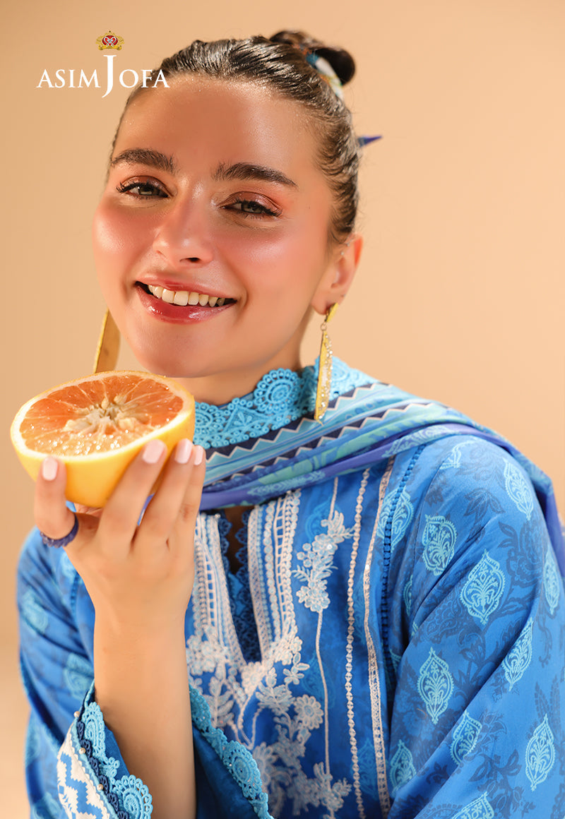 AJUBU-24 Printed Embroidered Lawn 3 Pcs