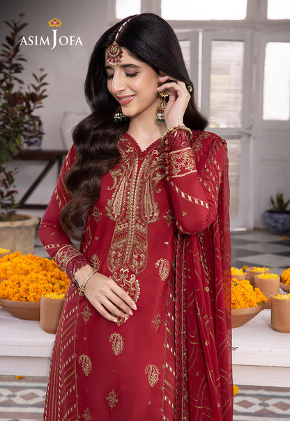 AJABP-24 EMBROIDERED LAWN SILK 3 PCS STITCHED