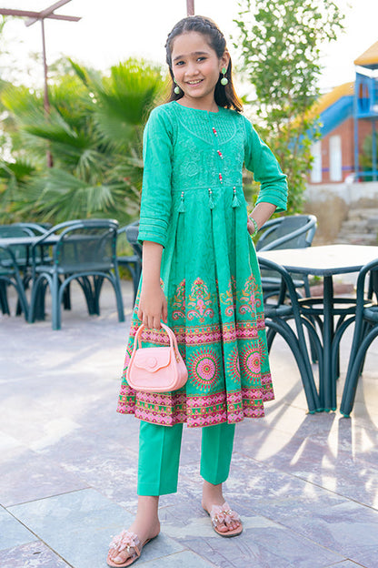 SFC-182-2  Embroidered Shirt And Table Print Pannles With The Pair Of Stright Trouser