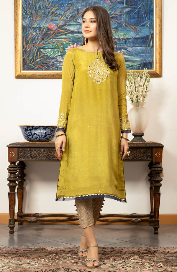 Joy Pret By Zaaviay Stitched Sabz Roshan (Kurti Only)