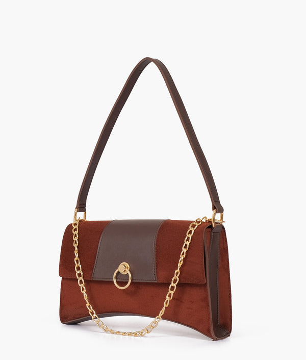 RTW Creation - Dark brown suede buckle envelope bag