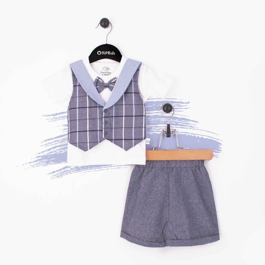 Baby Boy 2 Piece Set Formal Grey / Blue Checked