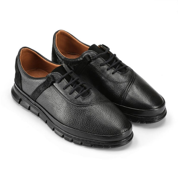 Turkiye-made Grainy-design Leather Shoes in Black