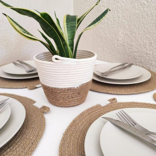 Jute Placemats – 14-Inch Round Mats - Set of 6