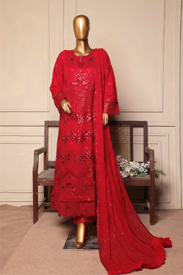 Bin Saeed Stitched 3 Piece Fancy Formals Collection'2025-OMSC-2294-Maroon