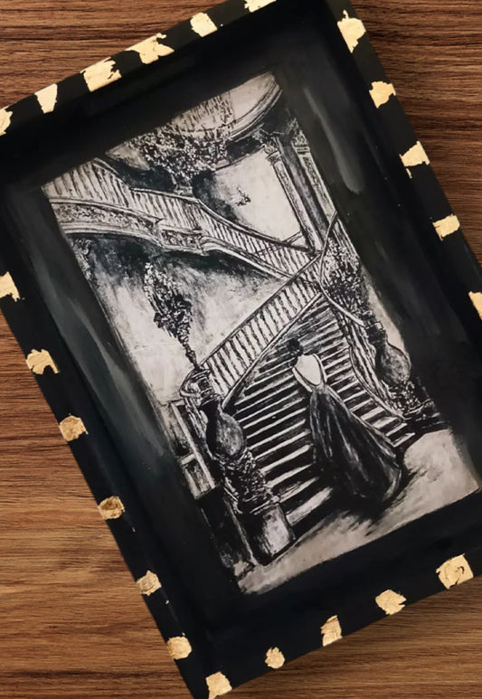lady with stairs tray