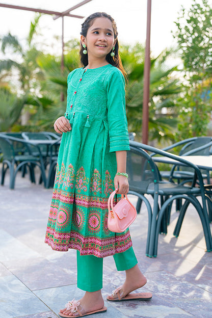 SFC-182-2  Embroidered Shirt And Table Print Pannles With The Pair Of Stright Trouser