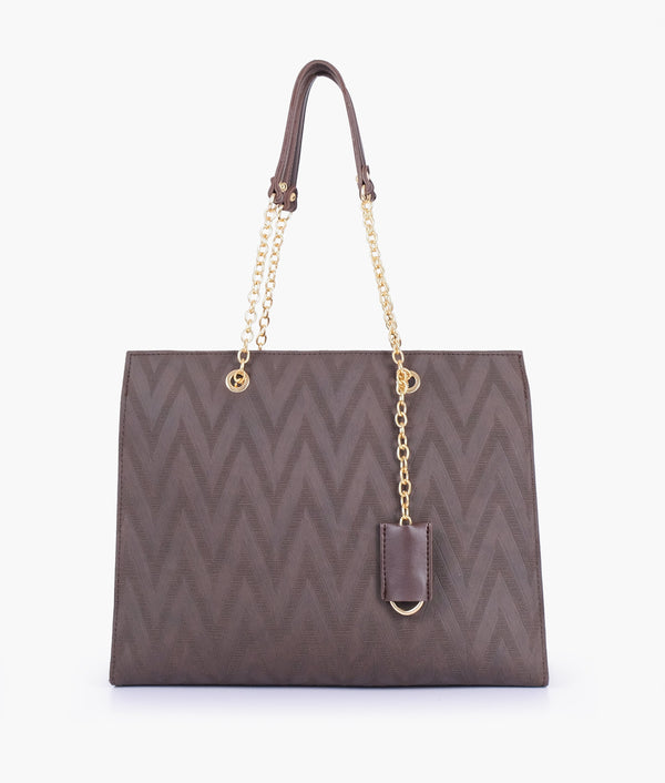 RTW Creation - Dark brown zig-zag pattern tote