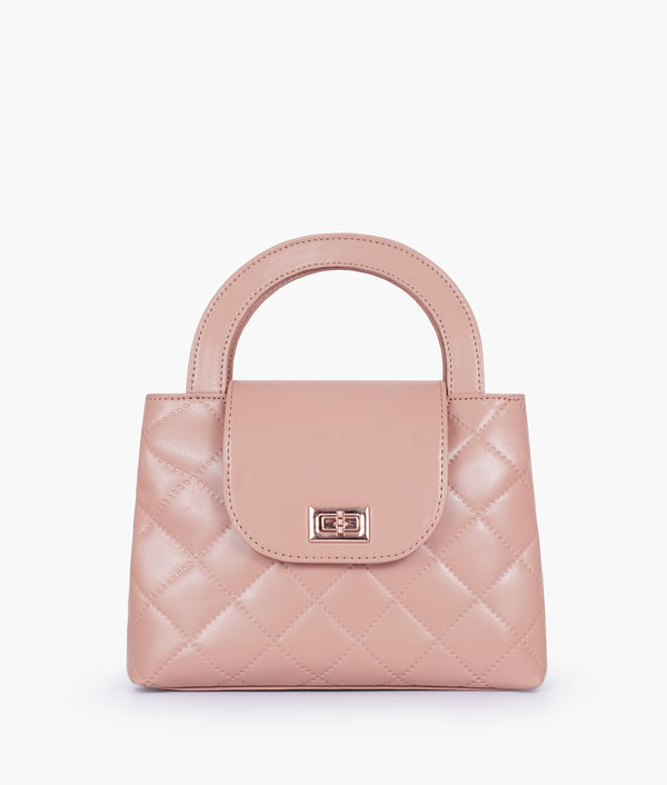 RTW Creation - Baby pink flap quilted bag with top handle