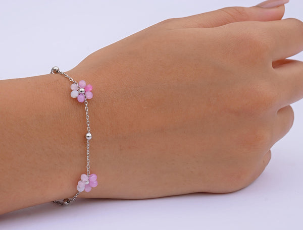 Blooming Beads Bracelet Mix Pink Silver