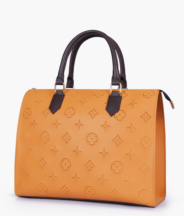 RTW Creation - Mustard and dark brown on-the-go handbag