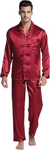 Sebastian Men's Silky Satin Burgundy  Solid pajama set pjs, satin, full sleeve