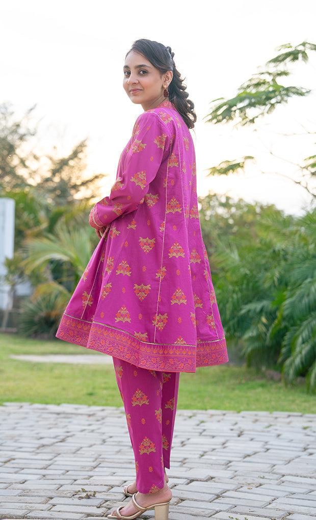 T-ALPRTW-061, Table Print Frock And Tulip Trouser