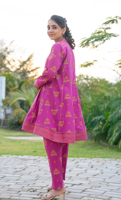 T-ALPRTW-061, Table Print Frock And Tulip Trouser