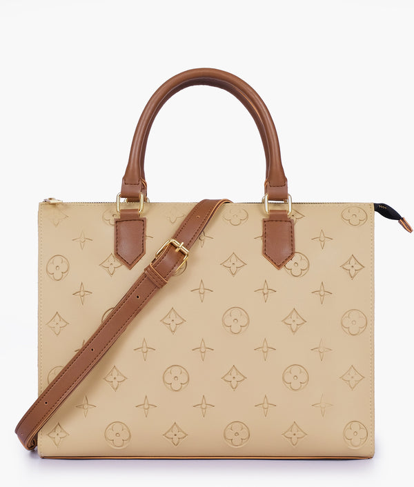 RTW Creation - Off-white and brown on-the-go handbag