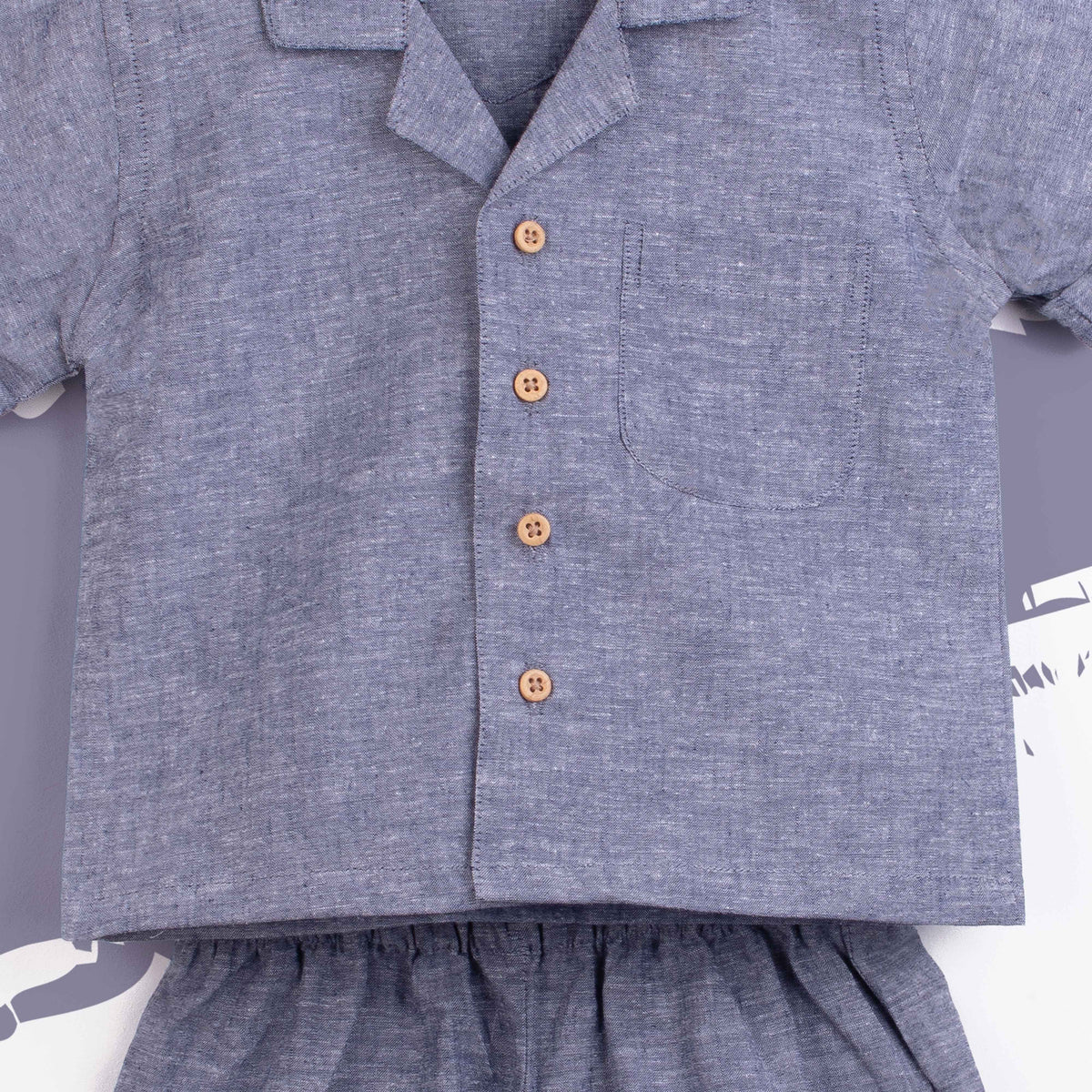 Baby Boy 2 Piece Safari Suit Blue / Grey Self