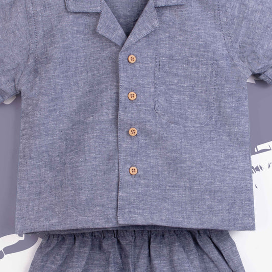 Baby Boy 2 Piece Safari Suit Blue / Grey Self