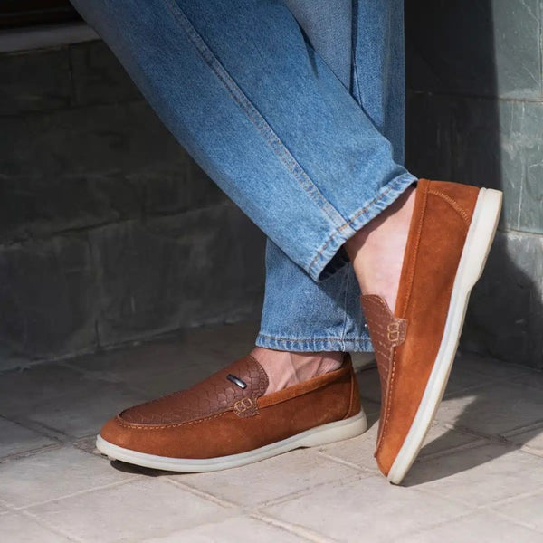 Men’s Turkish-Designer Crocodile Style Suede Leather Shoes