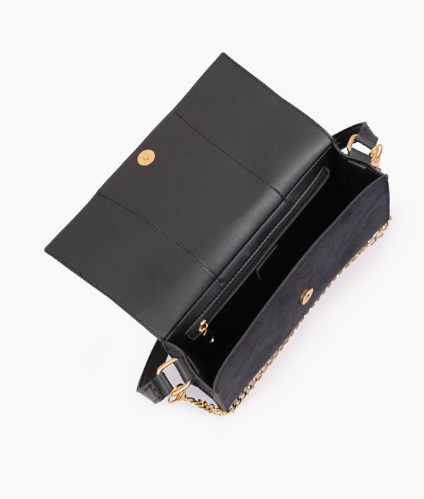 RTW Creation - Black suede buckle envelope bag