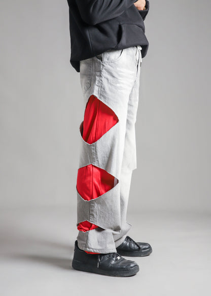 Denim Nylon Hybrid Pants