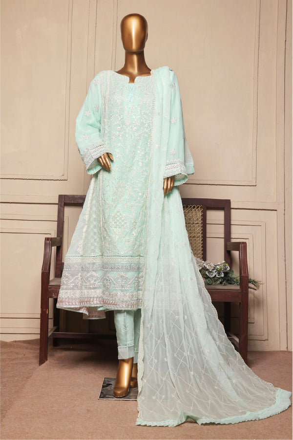 Bin Saeed Stitched 3 Piece Fancy Formals Collection'2025-OMSC-2292-Ferozi