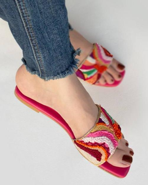 PINK Hand Embroidered Flats_pink