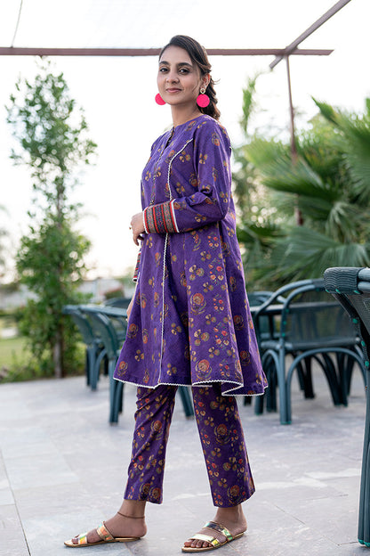T-ALPRTW-030, All over printed dress with the pear of frock and trouser