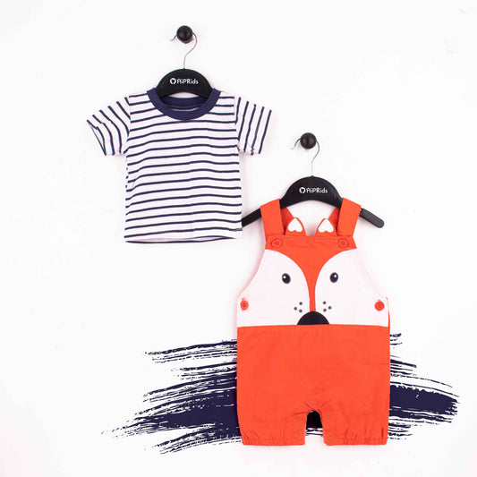 Baby Girl 2 Piece Fox Dungaree Set