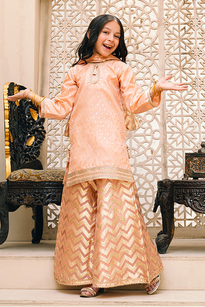 Peach Orange Mini Girls Semi Formal 3 PCS Suit SKU: MGF-006
