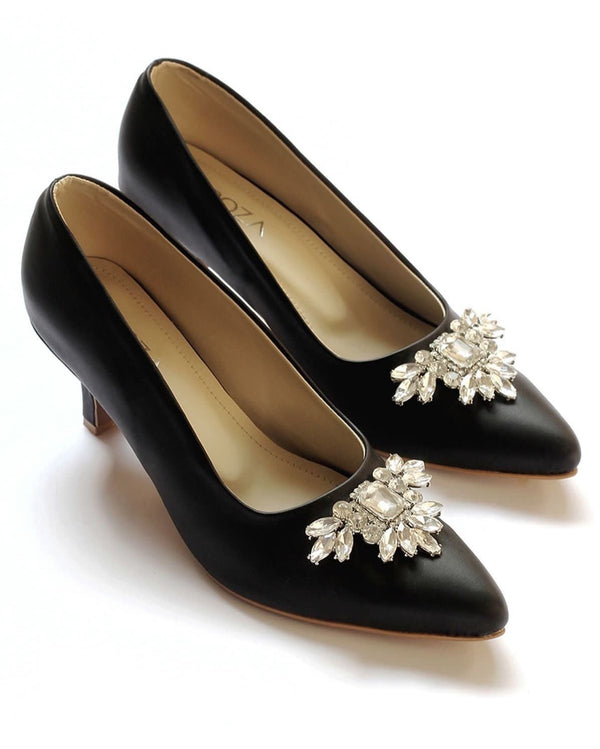 Court heels with brooch_BLACK