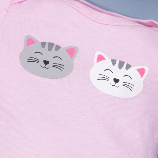 Hudson Baby 3 piece Set Pink Cat face Print