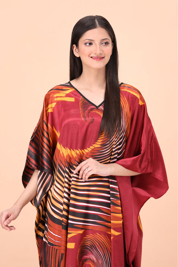 Studio By Arj Studio By Arj Women Multi printed Silky Satin caftan lounge wear / nightwear