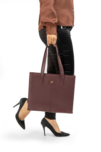 Everyday Women's Leather Zipper Tote Bag-Maroon Oak