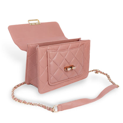 Flora Quilted Crossbody Leather Bag- tanbrown