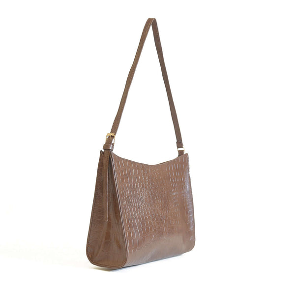 Bag X Half Moon Crocodile Brown