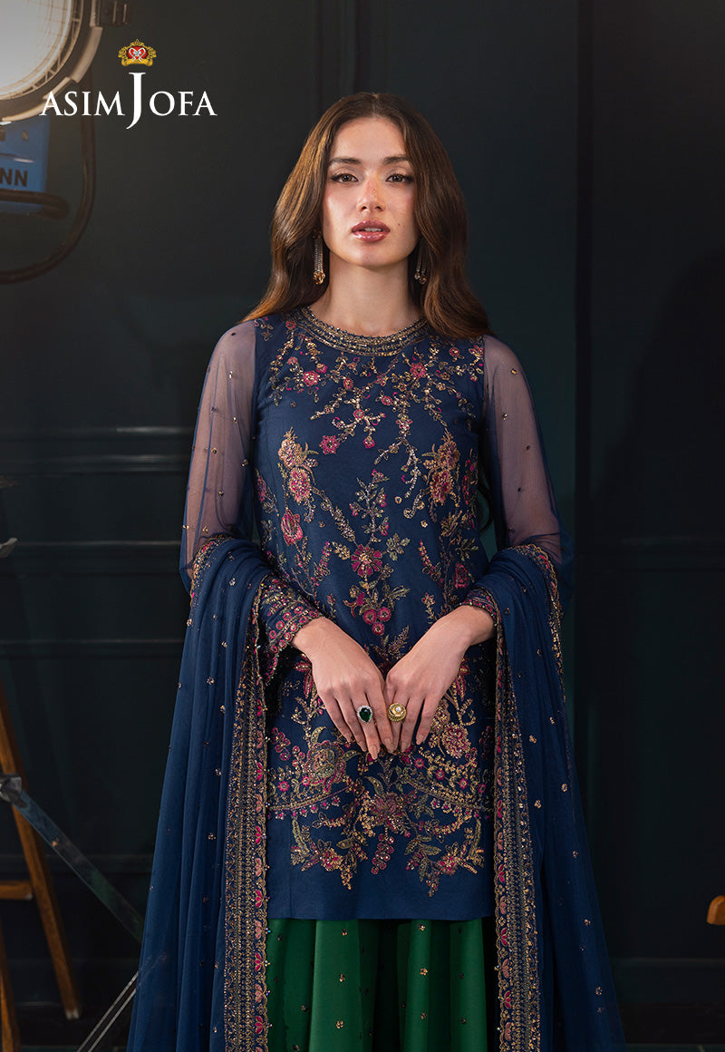 AJLFC-07 EMBROIDERED NET UNSTITCHED 3 PCS