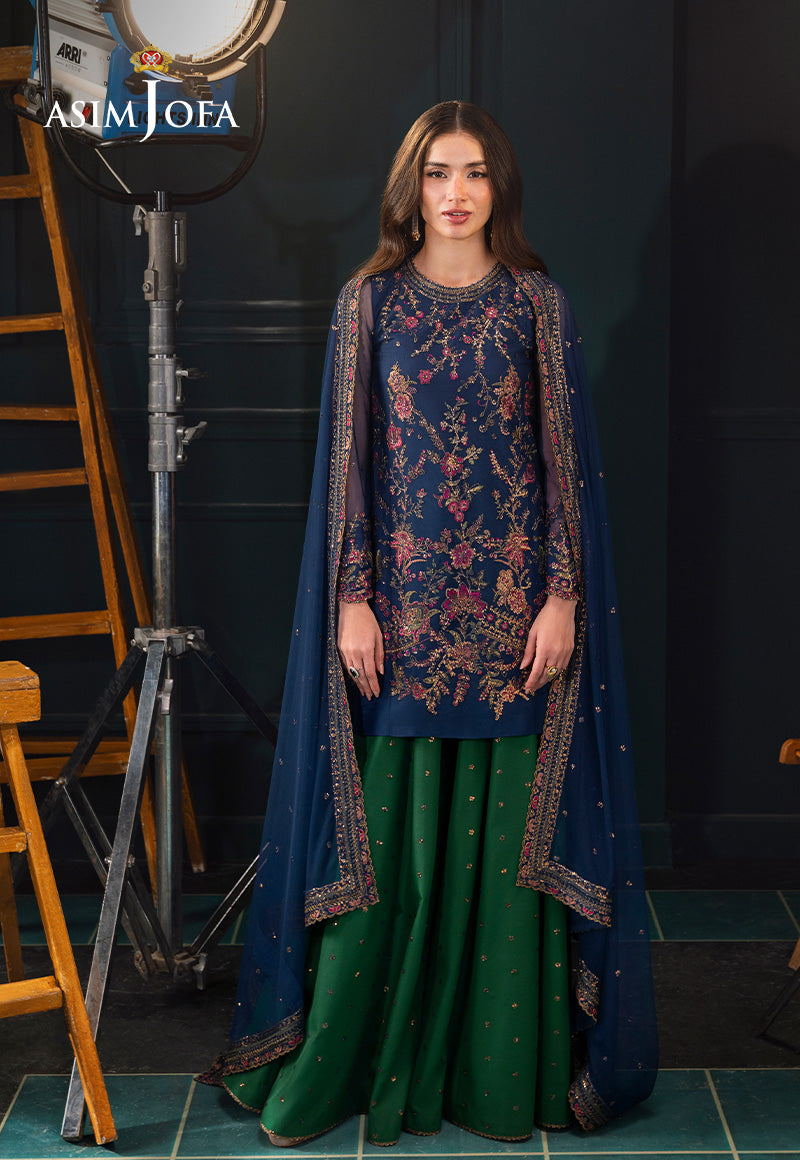 AJLFC-07 EMBROIDERED NET UNSTITCHED 3 PCS