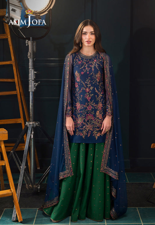 AJLFC-07 EMBROIDERED NET UNSTITCHED 3 PCS