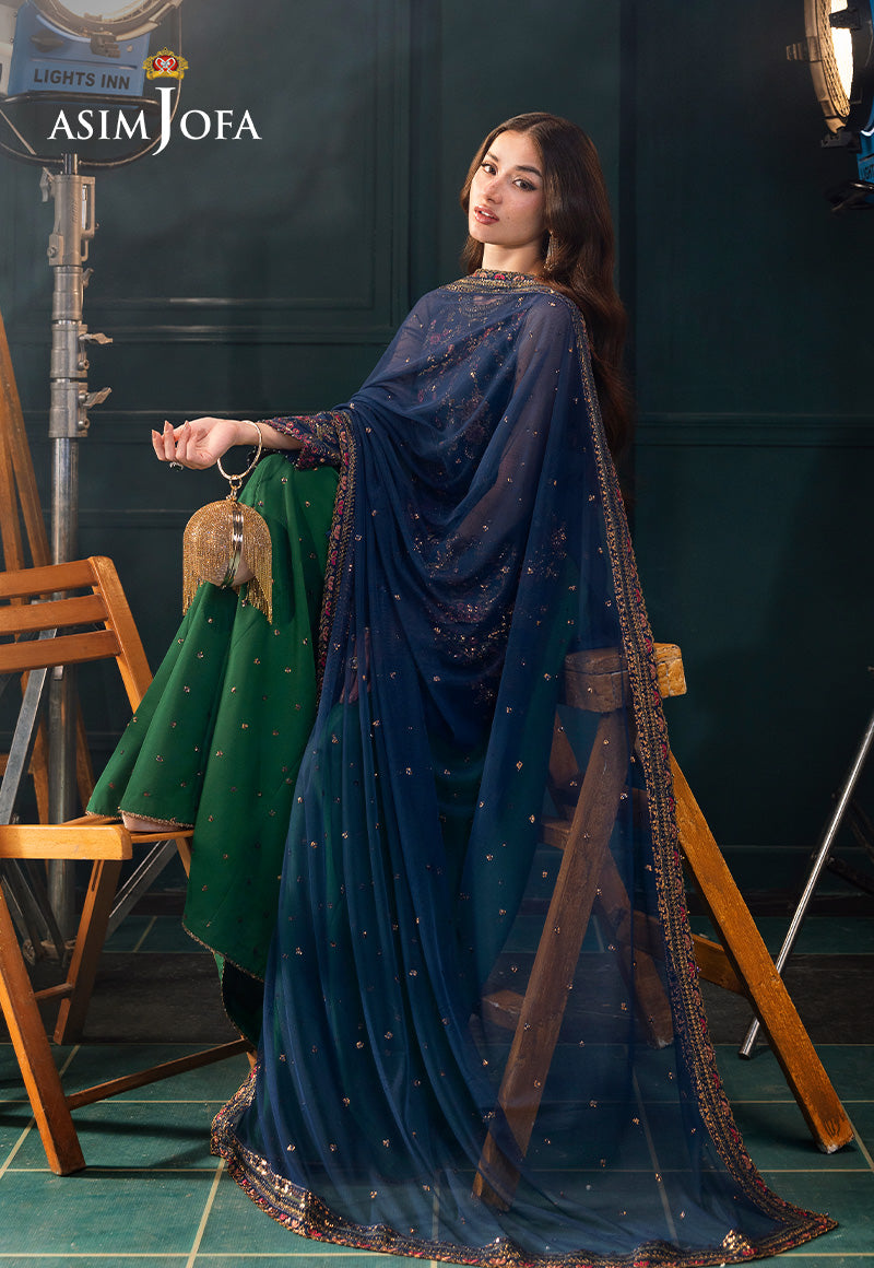 AJLFC-07 EMBROIDERED NET UNSTITCHED 3 PCS