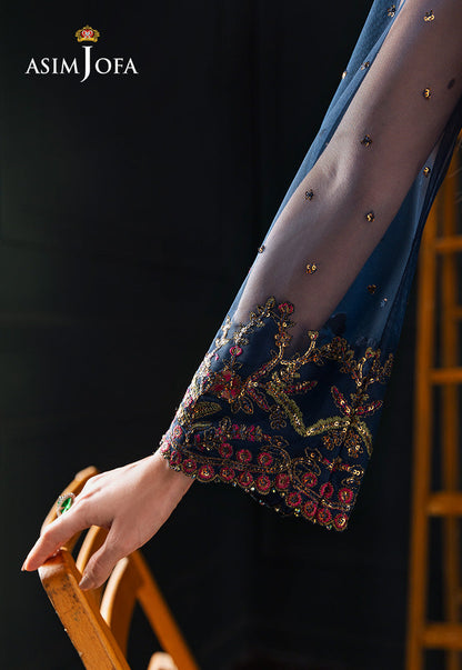 AJLFC-07 EMBROIDERED NET UNSTITCHED 3 PCS