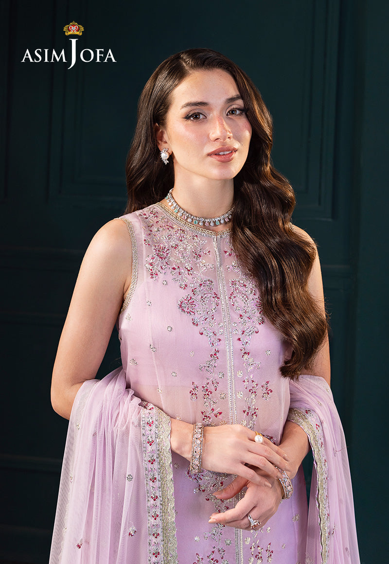 AJLFC-09 EMBROIDERED SOFT NET ORGANZA UNSTITCHED 3 PCS