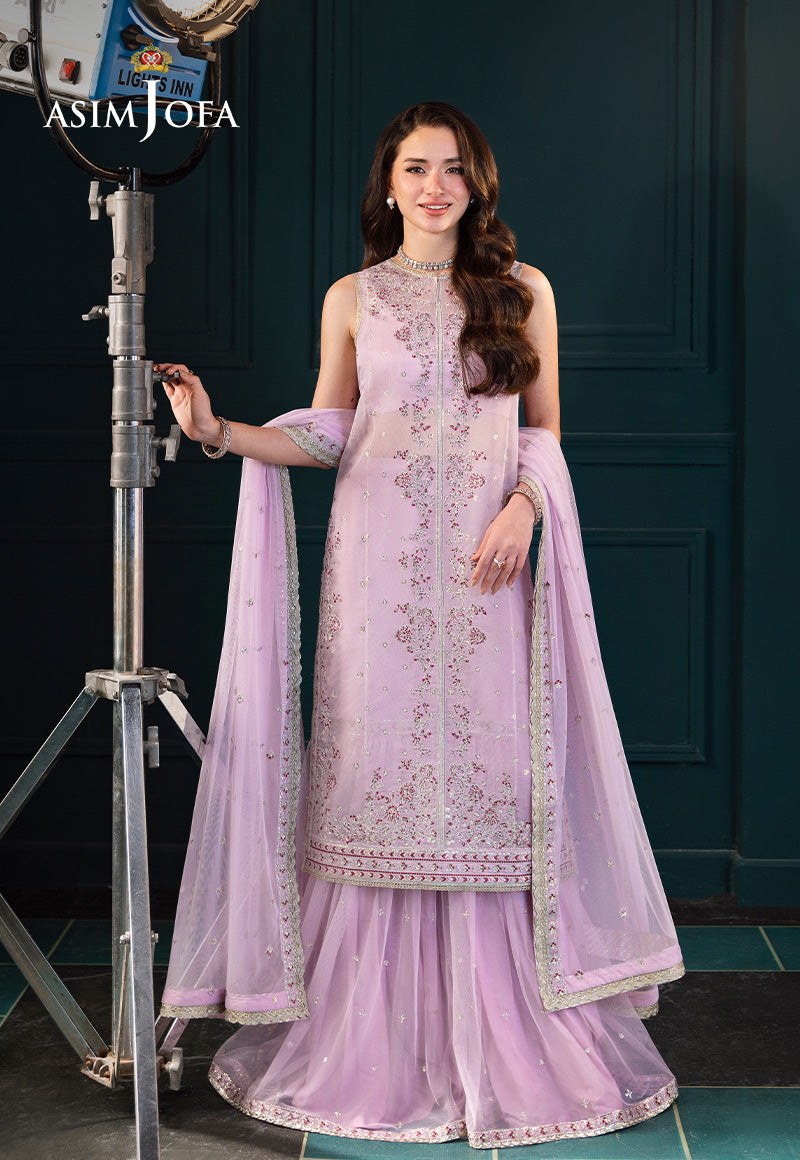 AJLFC-09 EMBROIDERED SOFT NET ORGANZA UNSTITCHED 3 PCS