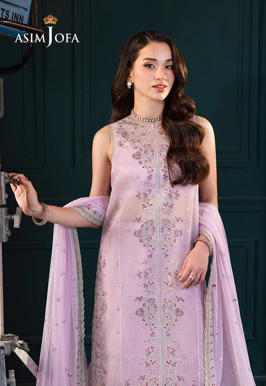 AJLFC-09 EMBROIDERED SOFT NET ORGANZA UNSTITCHED 3 PCS