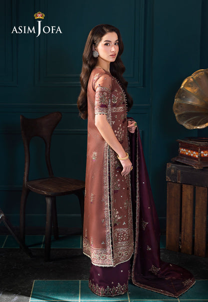 AJLFC-08 EMBROIDERED JAVERIA NET UNSTITCHED 3 PCS